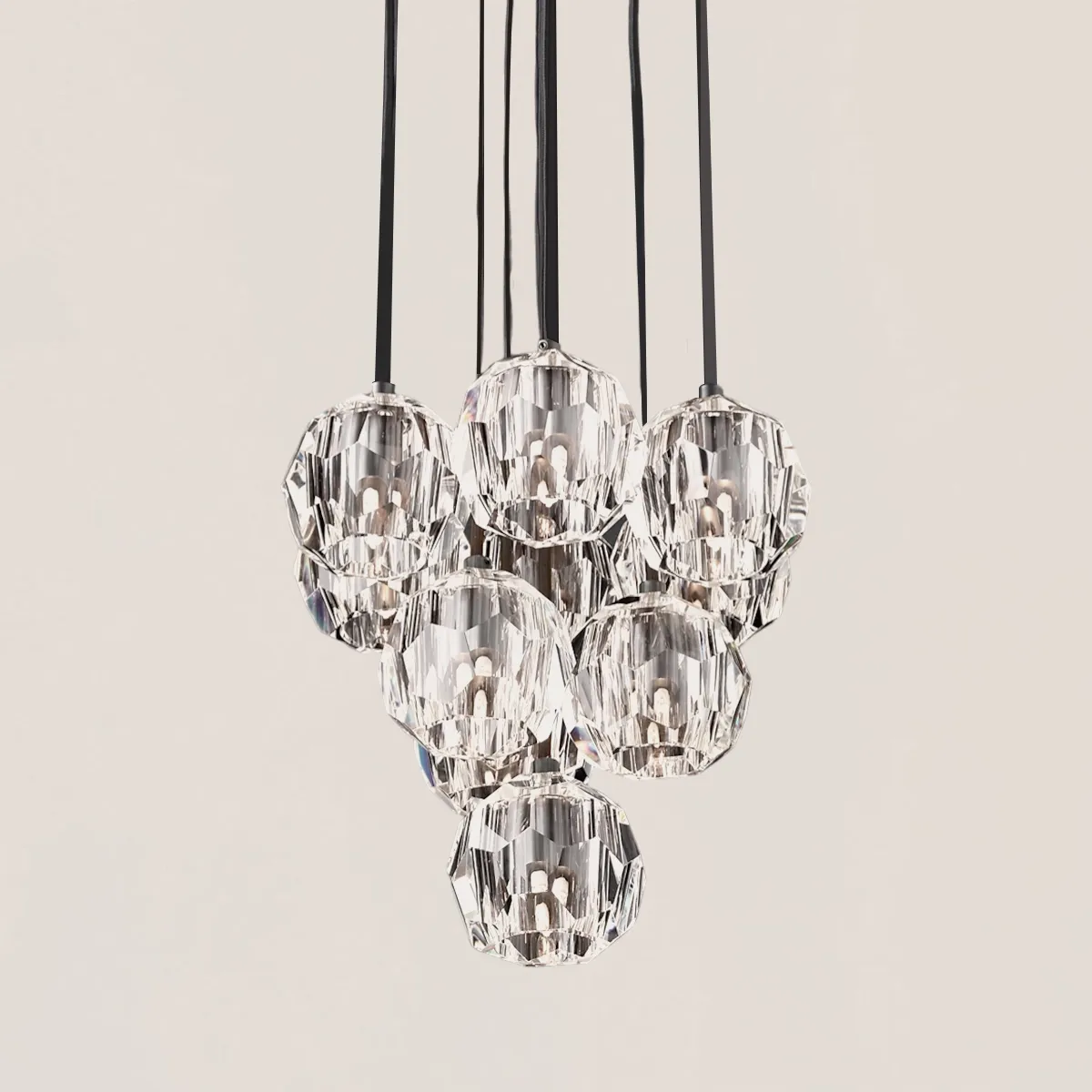 Boule De Crystal Clear Round Cluster Chandelier-VaseLamps