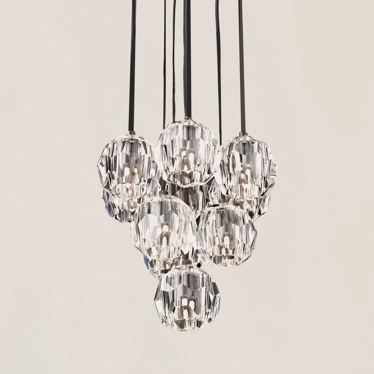 Boule De Crystal Clear Round Cluster Chandelier-VaseLamps