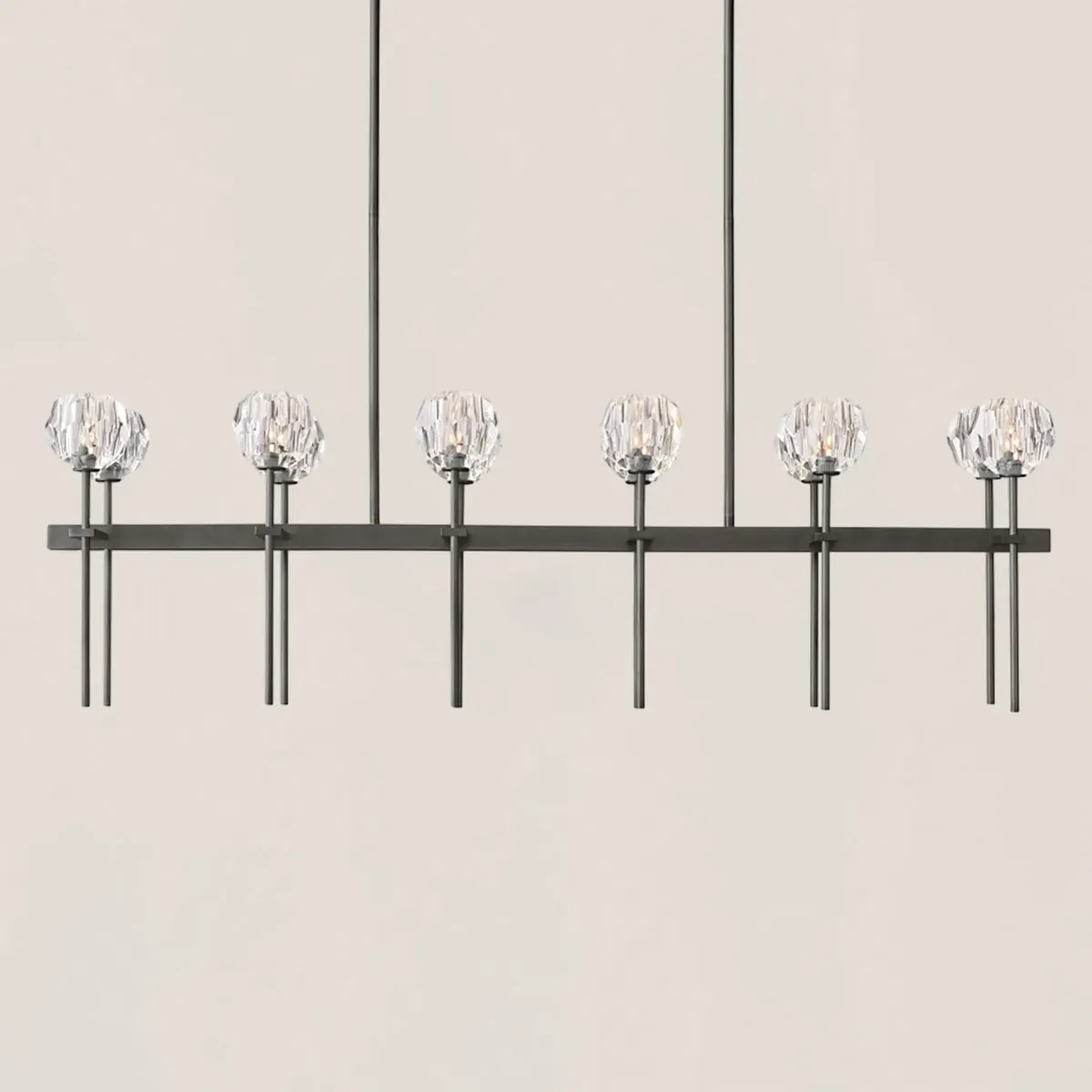 Boule De Crystal Clear Double Linear Chandelier 60"-VaseLamps