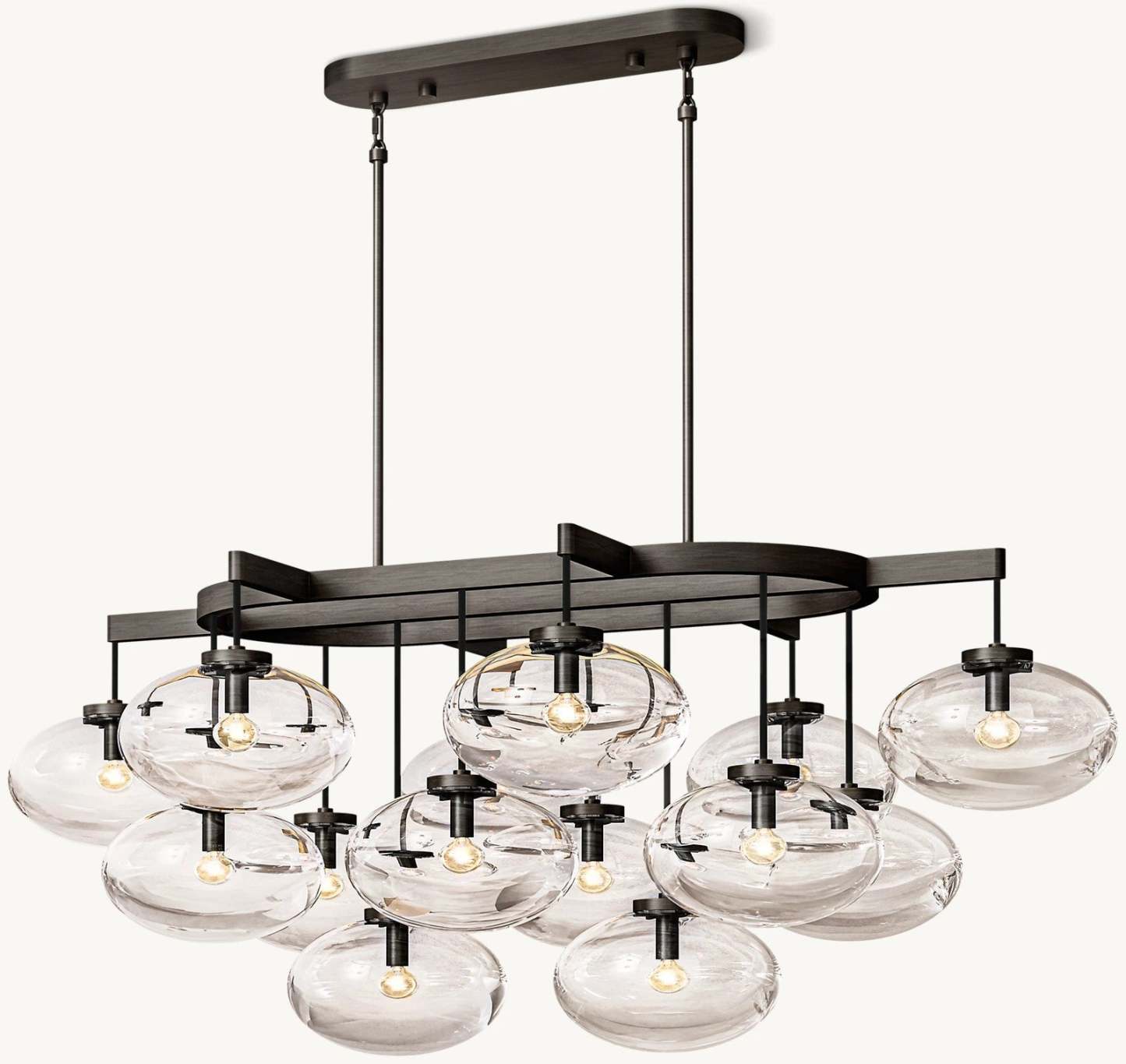 Cabrette Clear Glass Linear Chandelier 54"-VaseLamps