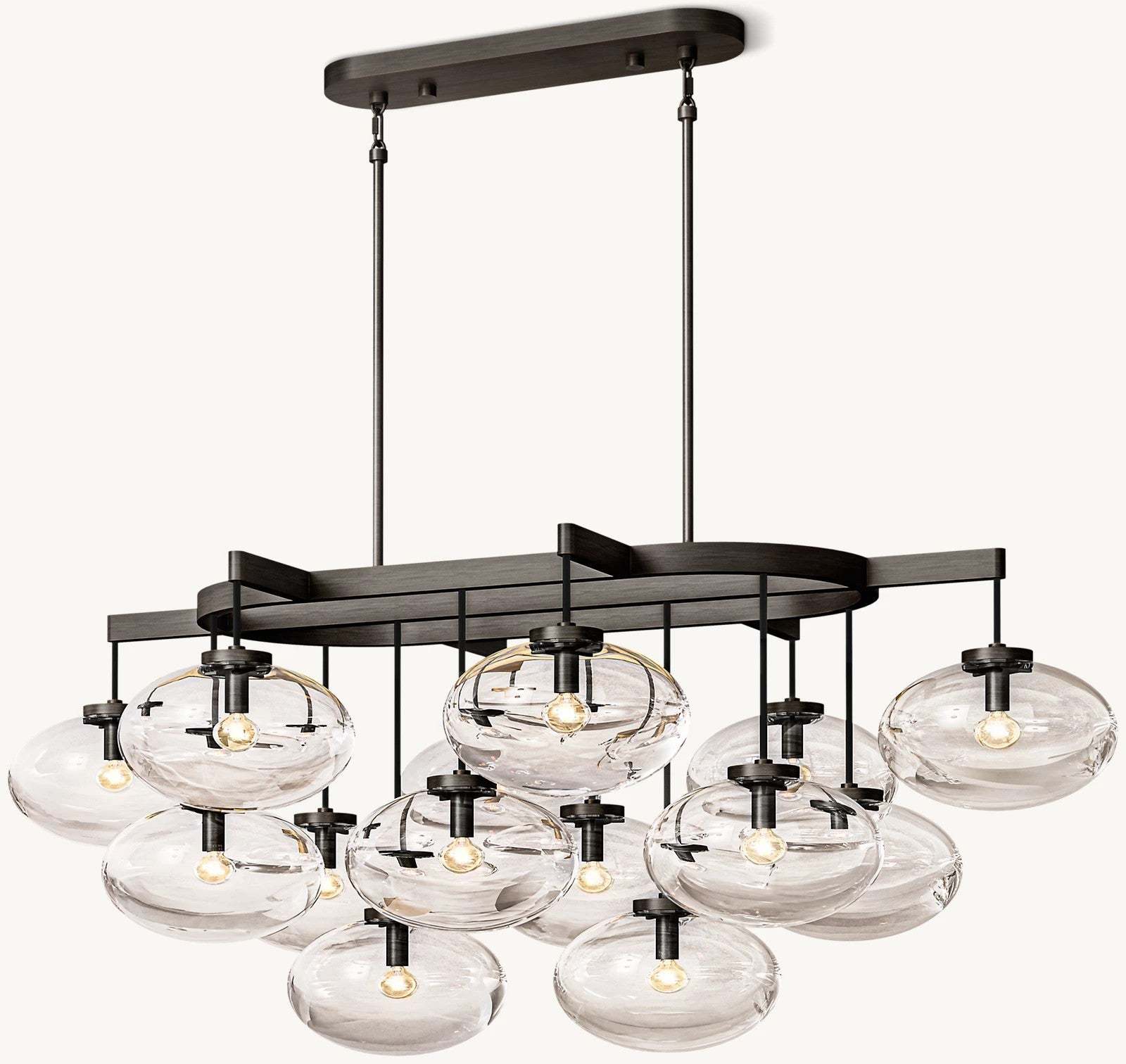 Cabrette Clear Glass Linear Chandelier 54"-VaseLamps