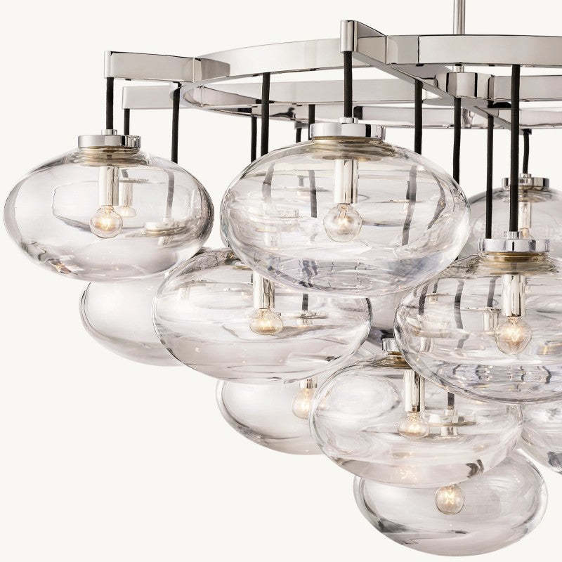 Cabrette Clear Glass Round Chandelier 48"-VaseLamps