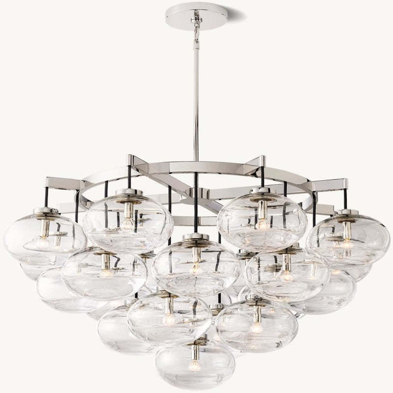 Cabrette Clear Glass Round Chandelier 48"-VaseLamps