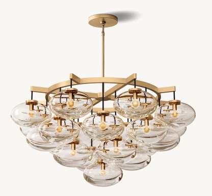 Cabrette Clear Glass Round Chandelier 48"-VaseLamps