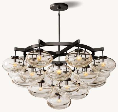 Cabrette Clear Glass Round Chandelier 48"-VaseLamps