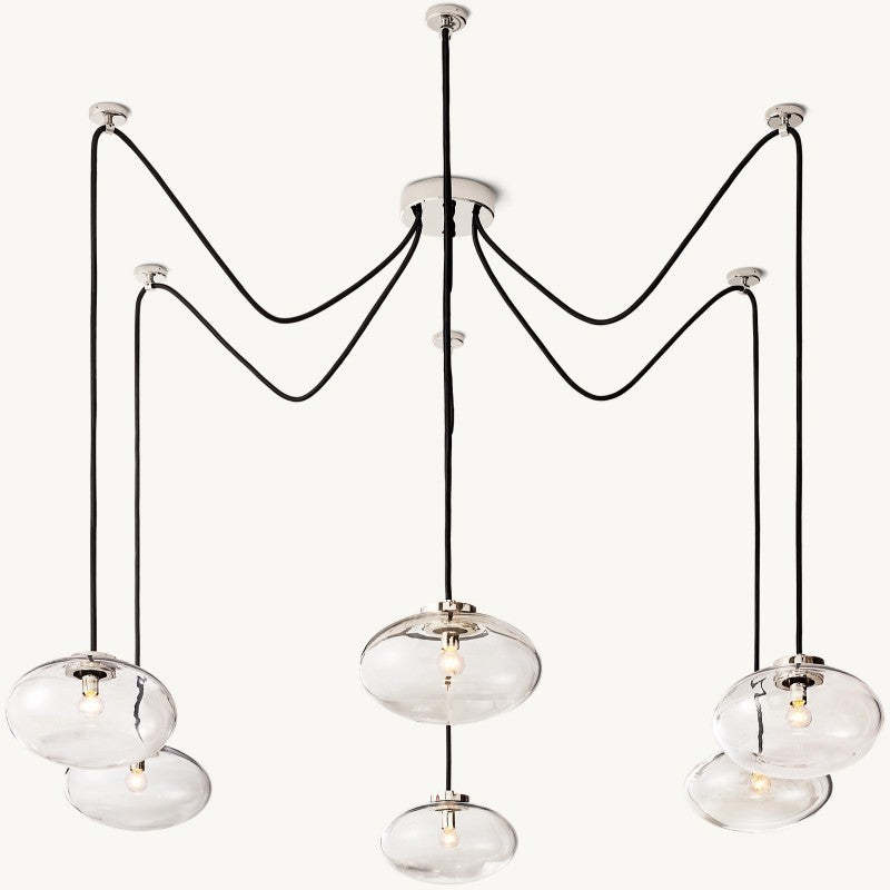 Cabrette Clear Glass Suspended Chandelier 84"-VaseLamps