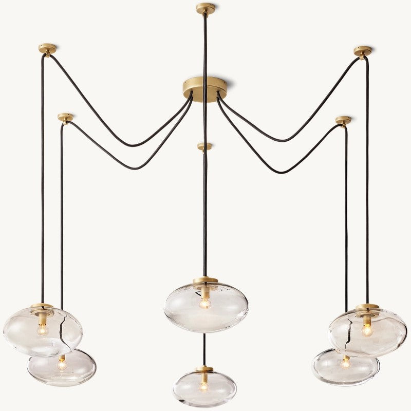 Cabrette Clear Glass Suspended Chandelier 84"-VaseLamps
