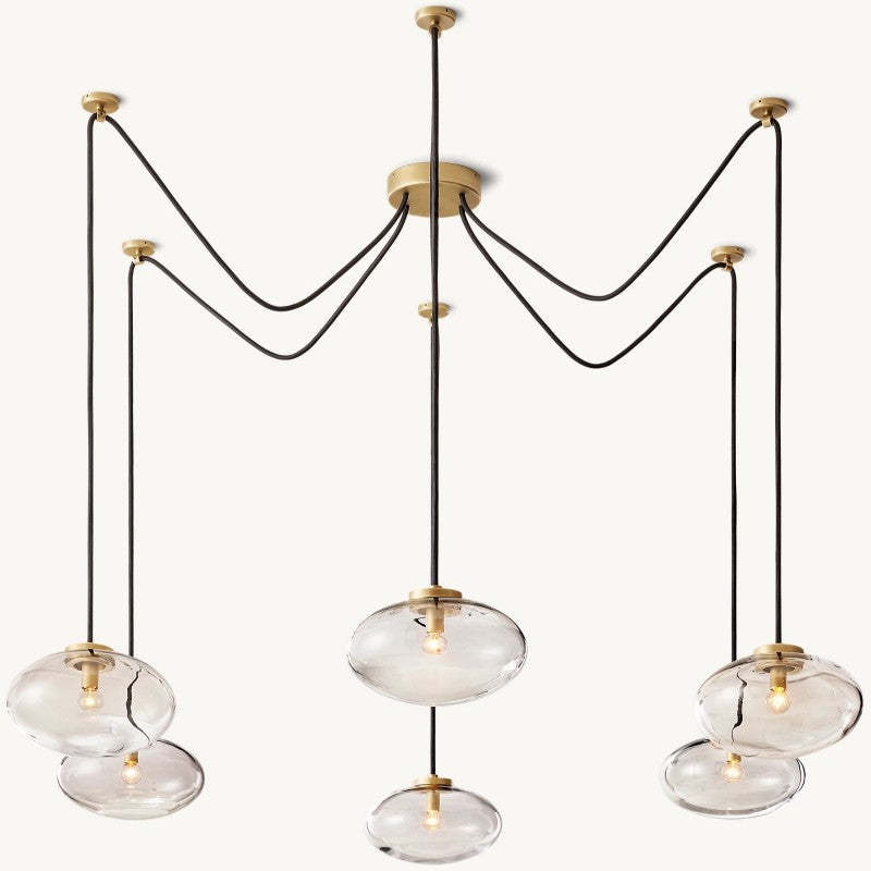 Cabrette Clear Glass Suspended Chandelier 84"-VaseLamps