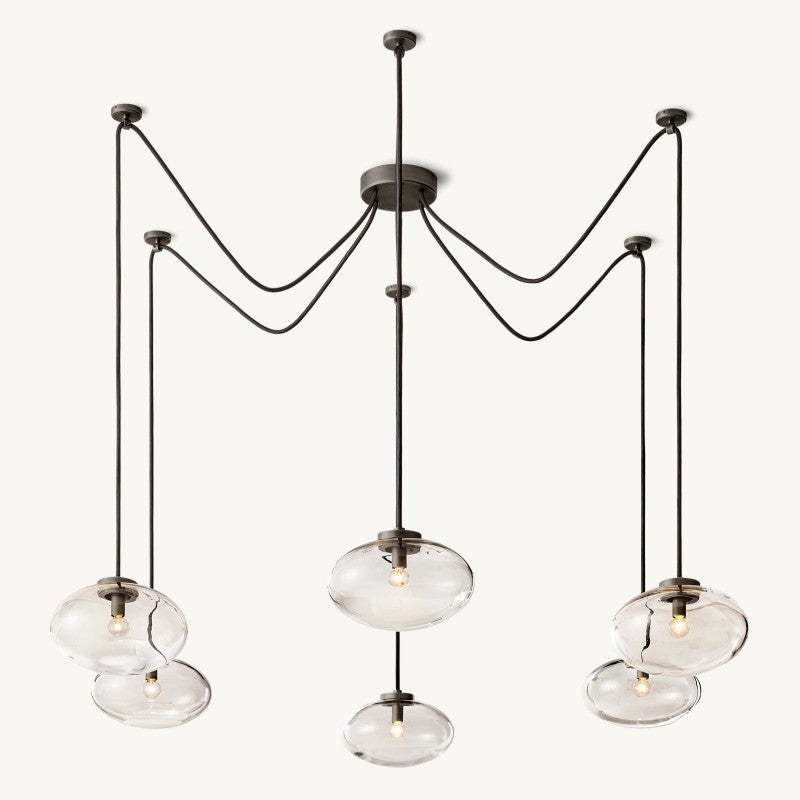 Cabrette Clear Glass Suspended Chandelier 84"-VaseLamps