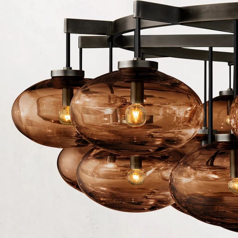 Cabrette Glass Round  Chandelier 60"-VaseLamps