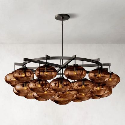Cabrette Glass Round  Chandelier 60"-VaseLamps