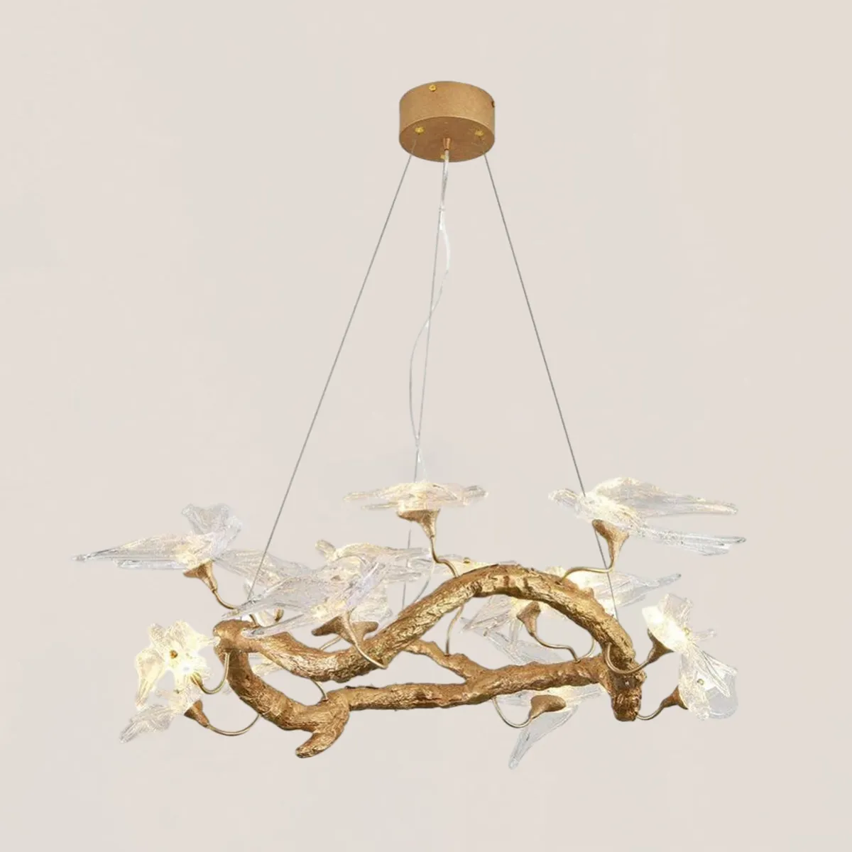 VASELAMPS - Bird Glass Branch Round Chandelier-VaseLamps