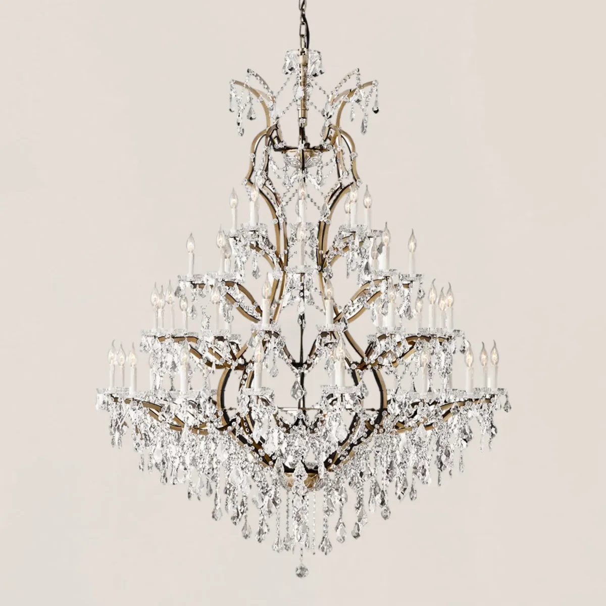 19TH C. Crystal Round Chandelier 60"-VaseLamps