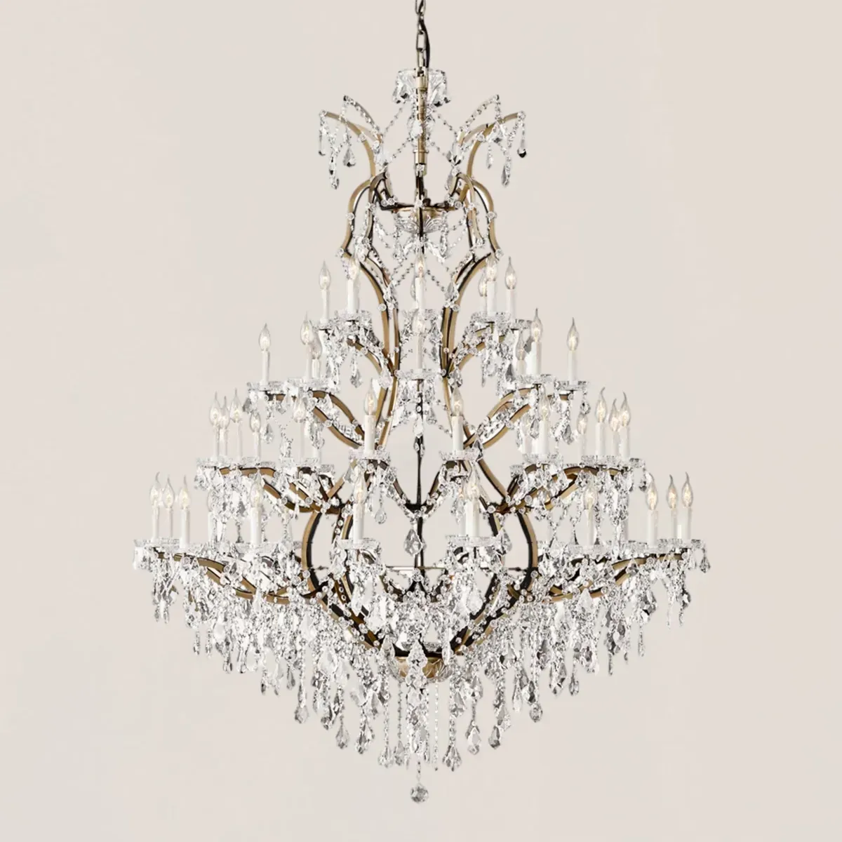19TH C. Crystal Round Chandelier 60"-VaseLamps