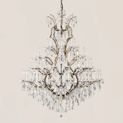 19TH C. Crystal Round Chandelier 60"-VaseLamps