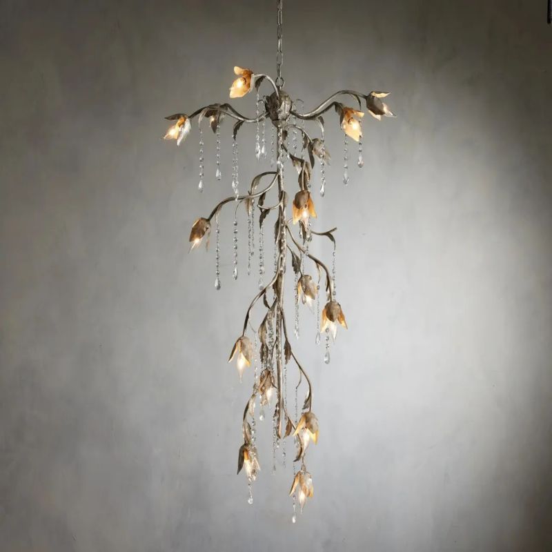 Gothic Viticci Cascade Chandelier 34"H -Silver-VaseLamps