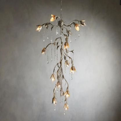 Gothic Viticci Cascade Chandelier 34"H -Silver-VaseLamps