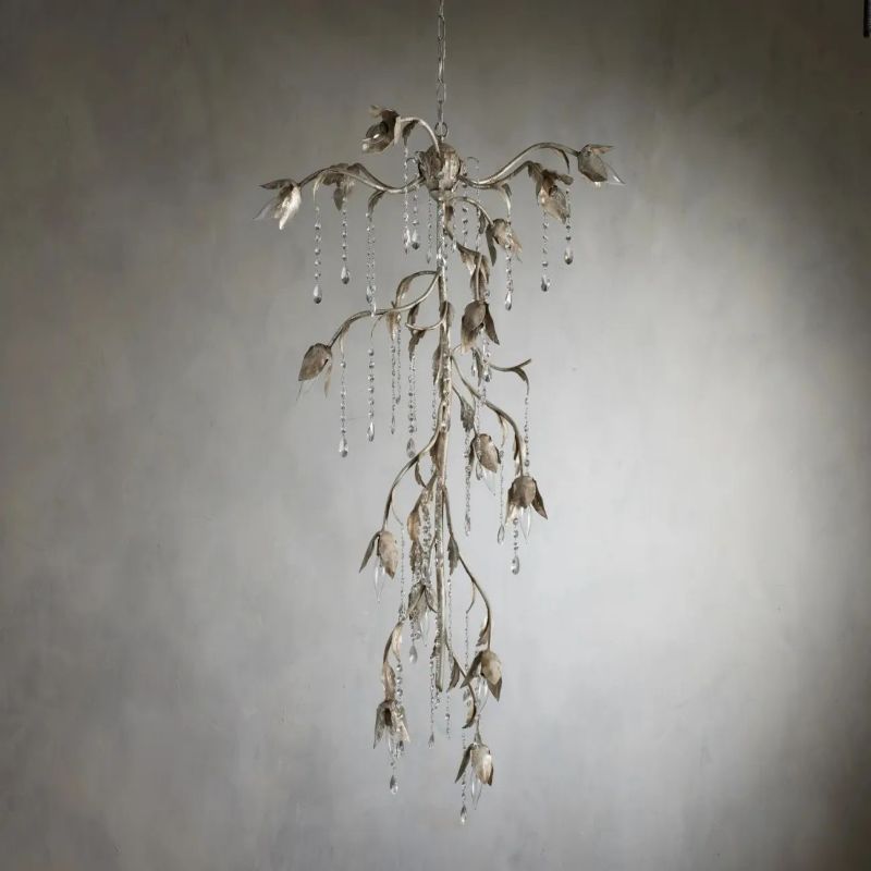 Gothic Viticci Cascade Chandelier 34"H -Silver-VaseLamps