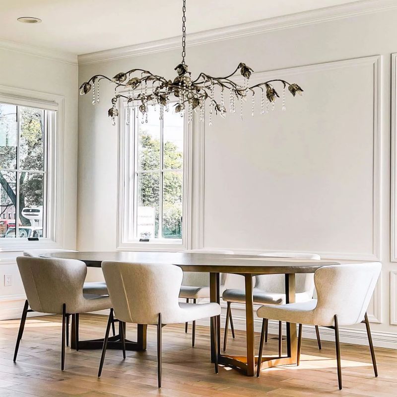 Gothic Viticci Rectangular Chandelier 52 " 61" 71"- Silver-VaseLamps