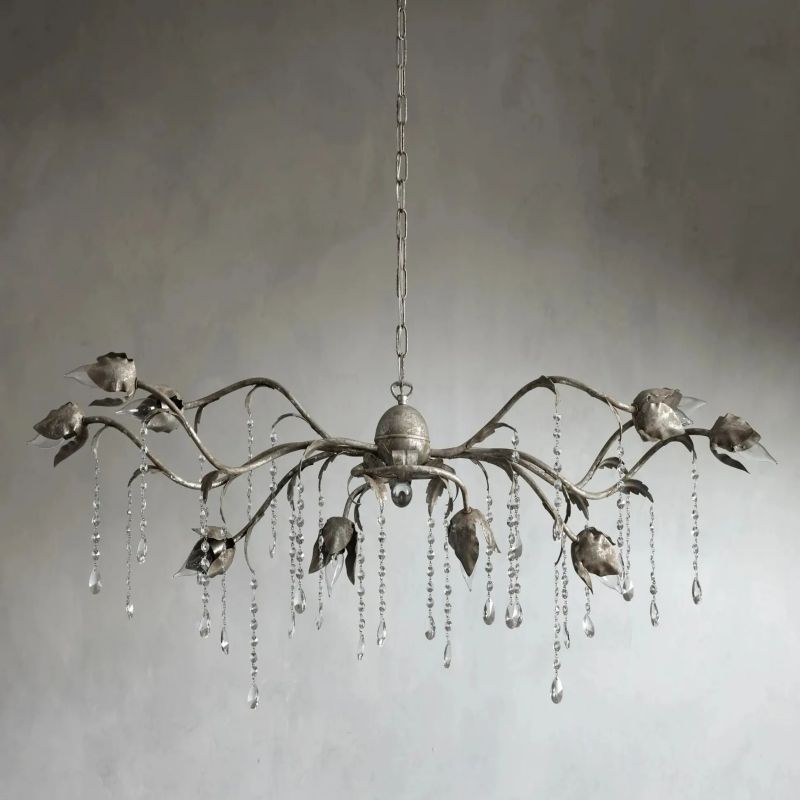 Gothic Viticci Rectangular Chandelier 52 " 61" 71"- Silver-VaseLamps