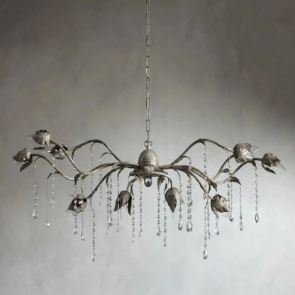 Gothic Viticci Rectangular Chandelier 52 " 61" 71"- Silver-VaseLamps
