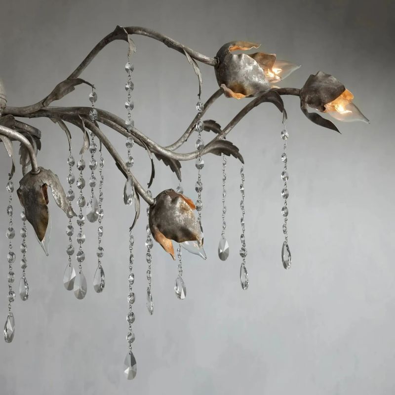 Gothic Viticci Rectangular Chandelier 52 " 61" 71"- Silver-VaseLamps
