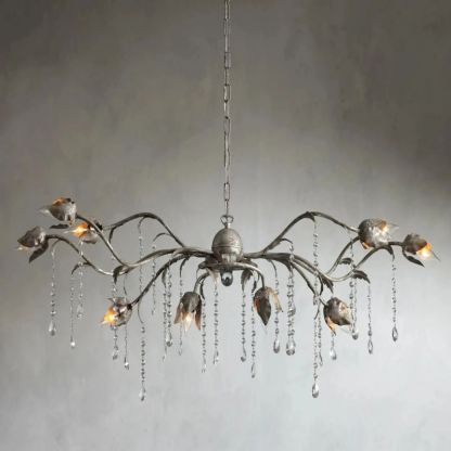 Gothic Viticci Rectangular Chandelier 52 " 61" 71"- Silver-VaseLamps