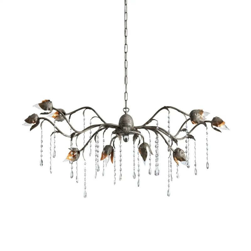 Gothic Viticci Rectangular Chandelier 52 " 61" 71"- Silver-VaseLamps