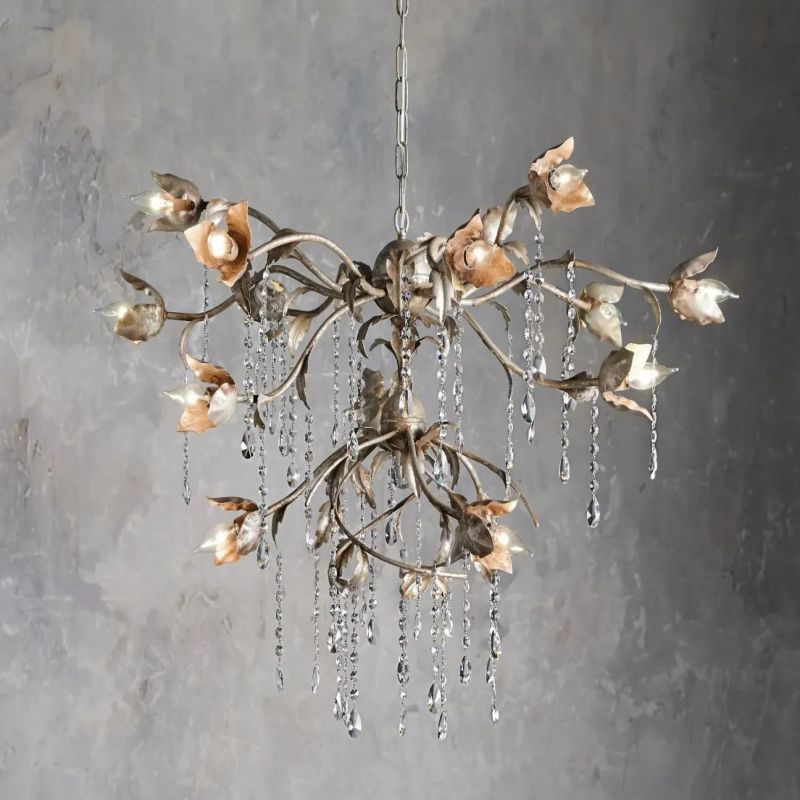 Gothic Viticci Round Chandelier 40"-Silver-VaseLamps