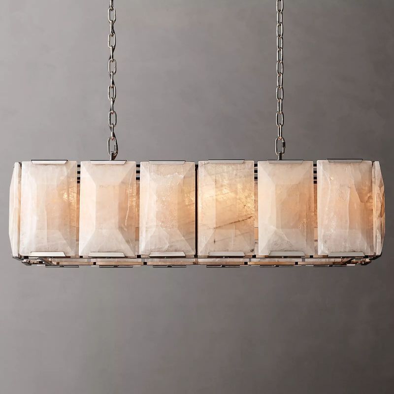 Harlow Calcite Rectangular Chandelier 42"-VaseLamps