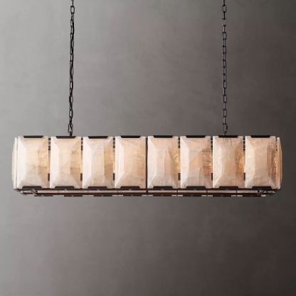 Harlow Calcite Rectangular Chandelier 54"-VaseLamps