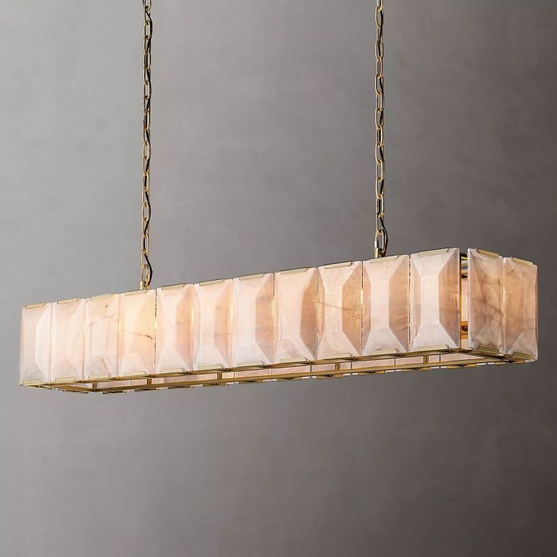 Harlow Calcite Rectangular Chandelier 74"-VaseLamps