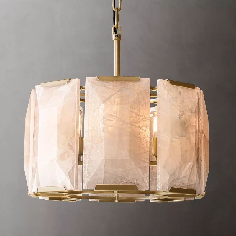 Harlow Calcite Round Chandelier 19"-VaseLamps