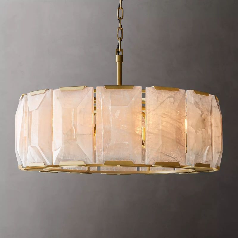Harlow Calcite Round Chandelier 31"-VaseLamps