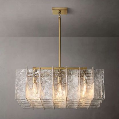 Lattice Clear Glass Square Chandelier 37"-VaseLamps
