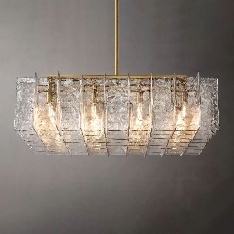 Lattice Clear Glass Square Chandelier 49"-VaseLamps