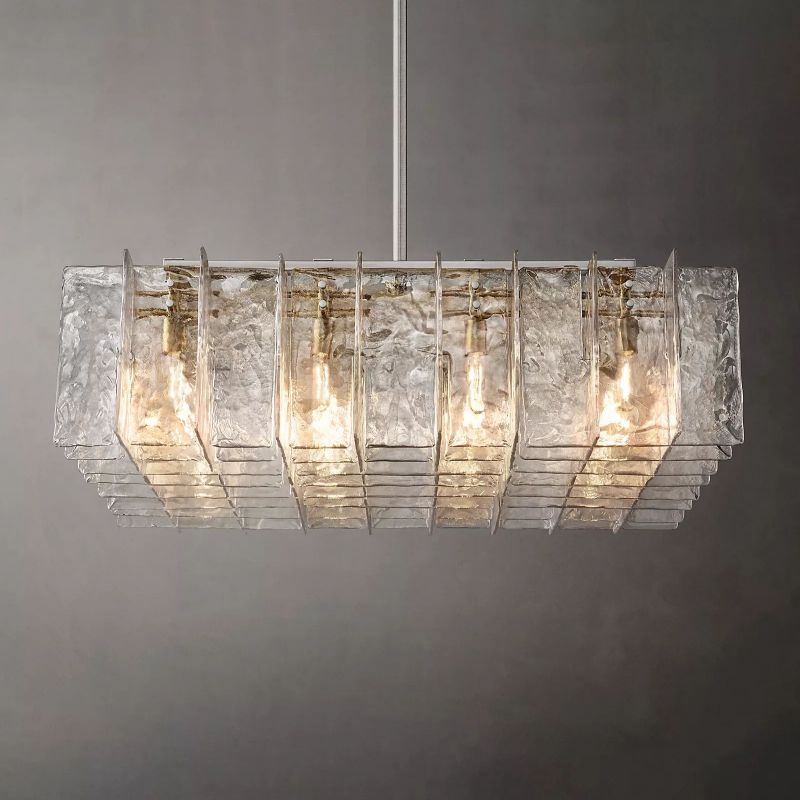 Lattice Clear Glass Square Chandelier 49"-VaseLamps