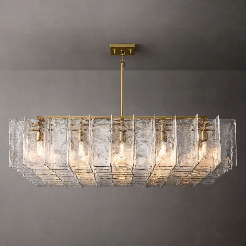Lattice Clear Glass Square Chandelier 60"-VaseLamps