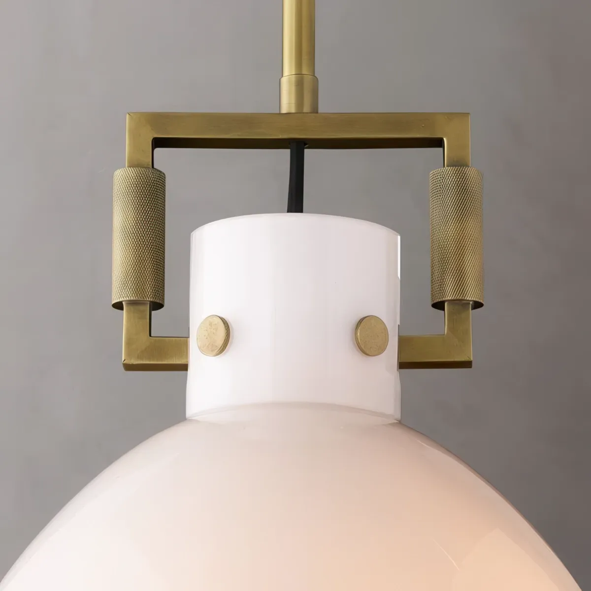 Machinist Milk Glass Cloche Pendant