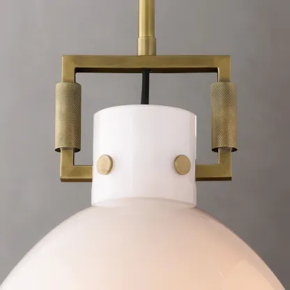 Machinist Milk Glass Cloche Pendant