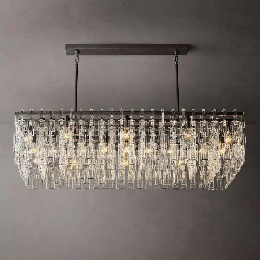 Marignan Tiered Crystal Rectangular Chandelier 60"