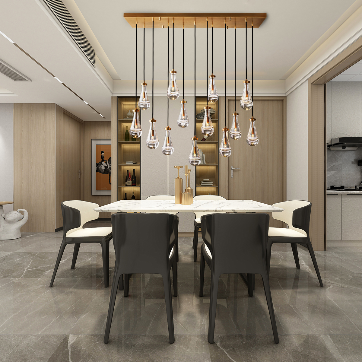 Modern Raindrop Crystal Rectangular Chandelier-VaseLamps