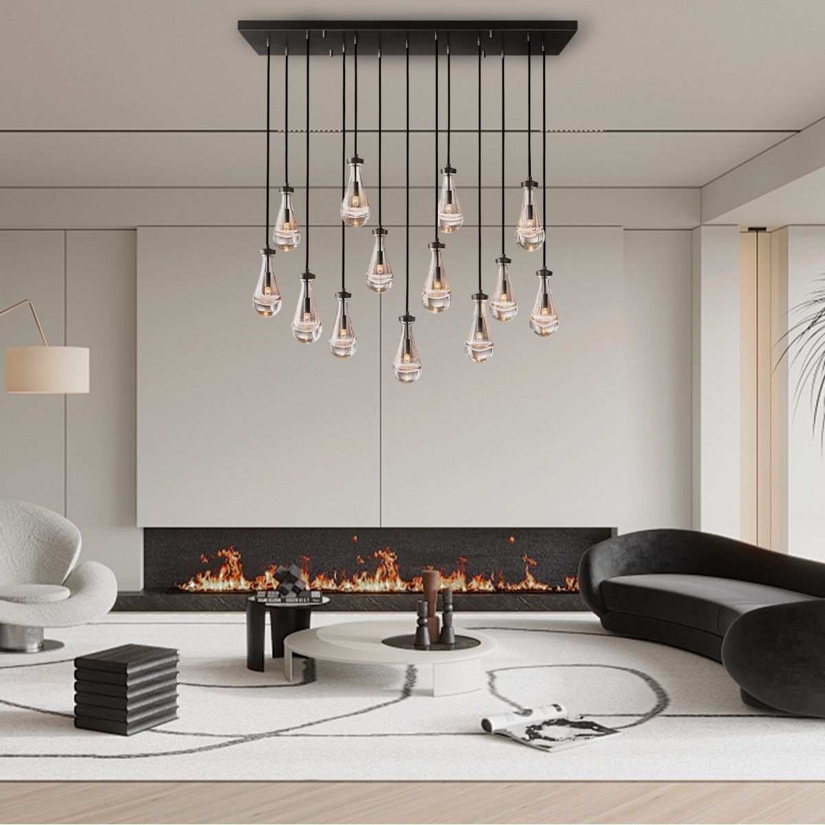 Modern Raindrop Crystal Rectangular Chandelier-VaseLamps