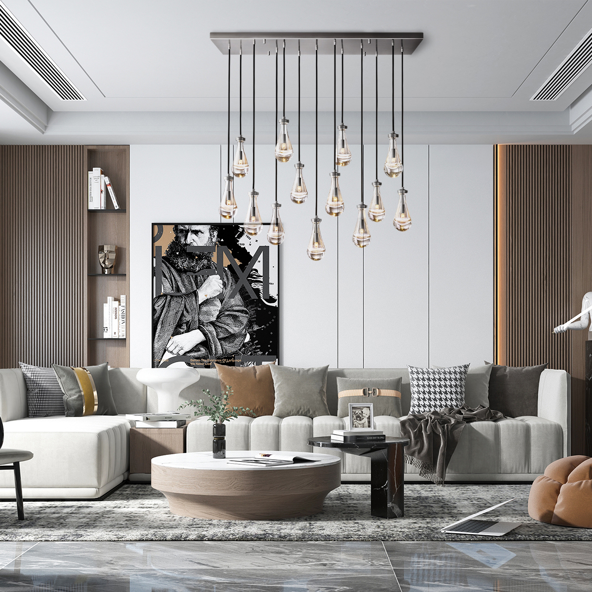 Modern Raindrop Crystal Rectangular Chandelier-VaseLamps