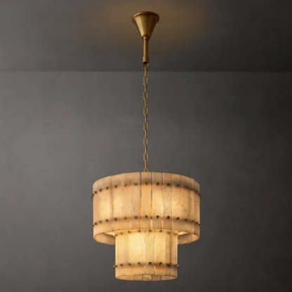 San Marco Alabaster Round Tiered Chandelier 22"-VaseLamps