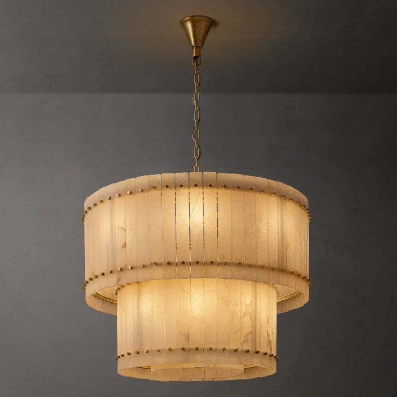 San Marco Alabaster Round Tiered Chandelier 37"-VaseLamps