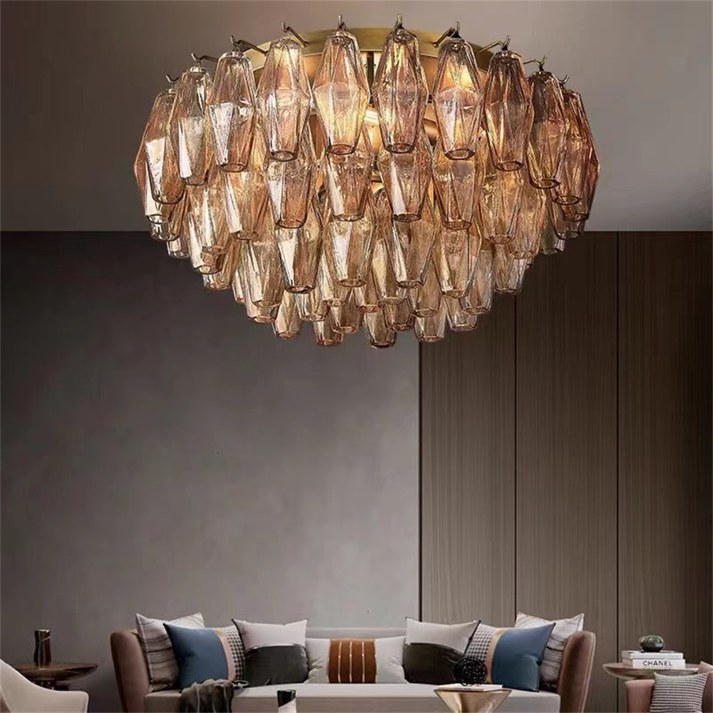 Chiara Clear Glass Flushmount-VaseLamps