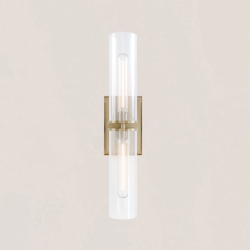 VASELAMPS - Dual-Layer Glass and Gold Metal Wall Sconce-VaseLamps
