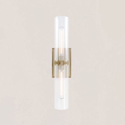 VASELAMPS - Dual-Layer Glass and Gold Metal Wall Sconce-VaseLamps