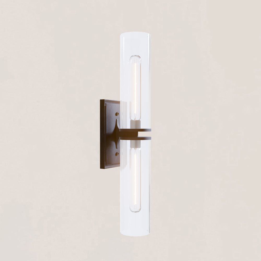 VASELAMPS - Dual-Layer Glass and Gold Metal Wall Sconce-VaseLamps